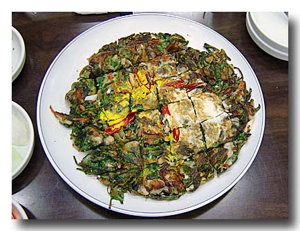クルパジョン　牡蛎と葱の韓国風お好み焼き
