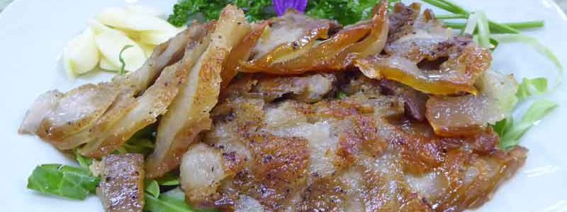 猪の香り焼き ニンニク酢を添えて